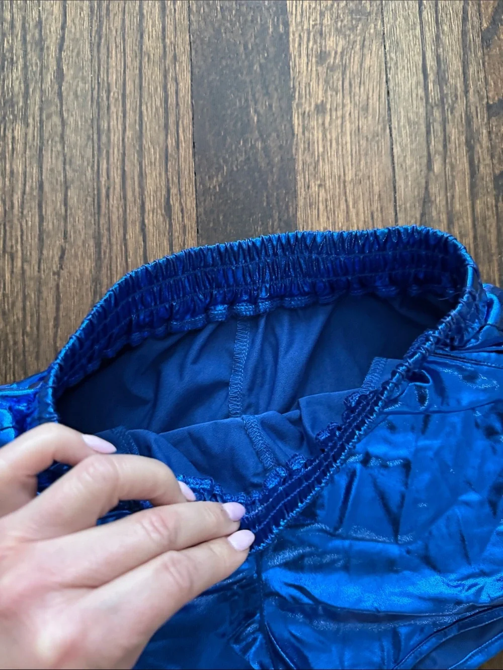 Girls metallic blue shorts size 140